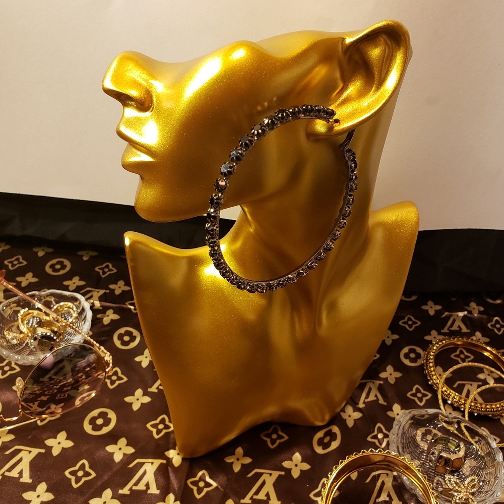 Rhinestone Large Hoop Earrings